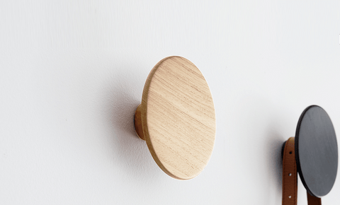 reddie-raw wall hooks 10dia x 4H *cm / Wood Teak~Oak Coin Wall Hook