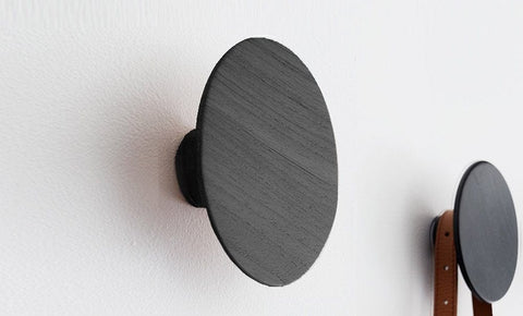 reddie-raw wall hooks 13dia x 4H *cm / Wood Teak~Black Coin Wall Hook