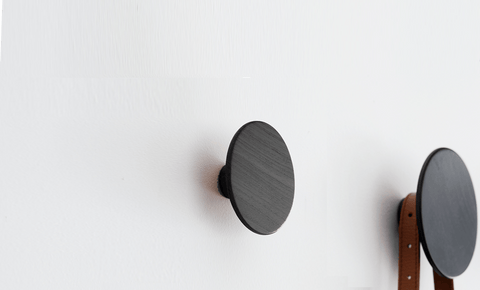 reddie-raw wall hooks 7dia x 4H *cm / Wood Teak~Black Coin Wall Hook