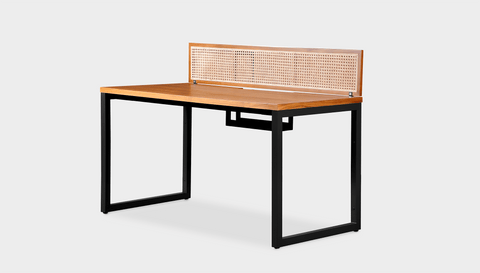 reddie-raw workstation (120 x 60 x 75 H) *cm (price incl. 25H screen & cable tray) / Wood-Veneer~Teak / Metal~Black NCW Single Workstation Desk
