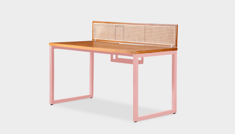 reddie-raw workstation (120 x 60 x 75 H) *cm (price incl. 25H screen & cable tray) / Wood-Veneer~Teak / Metal~Pink NCW Single Workstation Desk