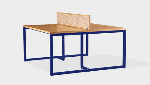 reddie-raw workstation 120W x 120D x 75H (+25H screen) *cm / Wood Veneer~Oak / Metal~Navy NCW Double Workstation Desk