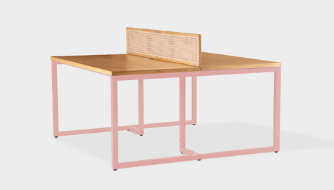 reddie-raw workstation 120W x 120D x 75H (+25H screen) *cm / Wood Veneer~Oak / Metal~Pink NCW Double Workstation Desk