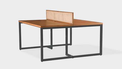 reddie-raw workstation 120W x 120D x 75H (+25H screen) *cm / Wood Veneer~Teak / Metal~Grey NCW Double Workstation Desk