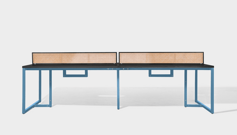 reddie-raw workstation 300W x 150D x 75H total (150W x 75D desk/seat +25H screen) *cm / Wood Teak~Black / Metal~Blue NCW Workstation *pod of 4