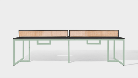 reddie-raw workstation 300W x 150D x 75H total (150W x 75D desk/seat +25H screen) *cm / Wood Teak~Black / Metal~Mint NCW Workstation *pod of 4