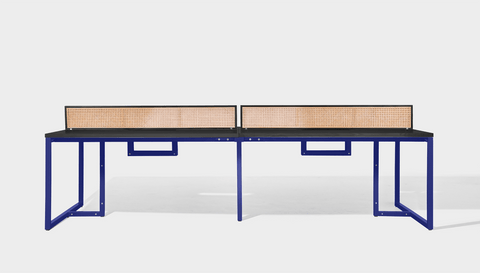 reddie-raw workstation 300W x 150D x 75H total (150W x 75D desk/seat +25H screen) *cm / Wood Teak~Black / Metal~Navy NCW Workstation *pod of 4