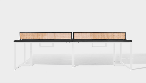 reddie-raw workstation 300W x 150D x 75H total (150W x 75D desk/seat +25H screen) *cm / Wood Teak~Black / Metal~White NCW Workstation *pod of 4