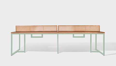 reddie-raw workstation 300W x 150D x 75H total (150W x 75D desk/seat +25H screen) *cm / Wood Teak~Natural / Metal~Mint NCW Workstation *pod of 4
