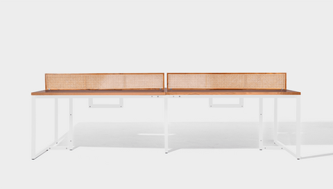 reddie-raw workstation 300W x 150D x 75H total (150W x 75D desk/seat +25H screen) *cm / Wood Teak~Natural / Metal~White NCW Workstation *pod of 4