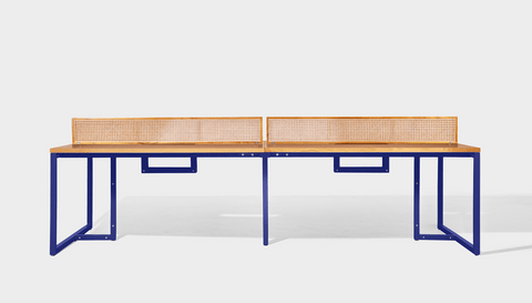 reddie-raw workstation 300W x 150D x 75H total (150W x 75D desk/seat +25H screen) *cm / Wood Teak~Oak / Metal~Navy NCW Workstation *pod of 4