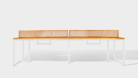 reddie-raw workstation 300W x 150D x 75H total (150W x 75D desk/seat +25H screen) *cm / Wood Teak~Oak / Metal~White NCW Workstation *pod of 4